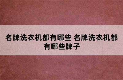 名牌洗衣机都有哪些 名牌洗衣机都有哪些牌子